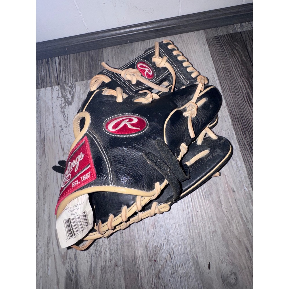 Rawlings RTD1150I 11.5 Inch Baseball Glove Black Tan Right Hand Throw Infield